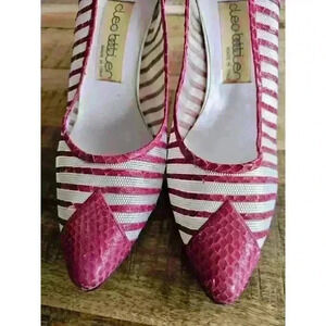 Vintage Cleo Bottier Made In Italy Crocidile Pumps Pink Size 38 1/2